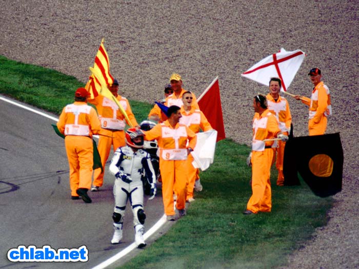 Randy Mamola nach dem Rennen
