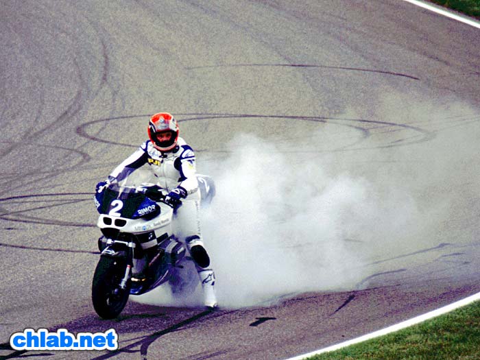 Randy Mamola nach dem Rennen
